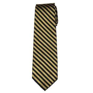 Robert Talbott Repp Stripe Tie Silk Gold Black Hand Sewn Men's Short